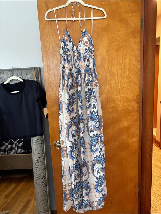 Tibi Dresses & Skirts - Tibi Blue and Brown Paisley Halter Maxi Dress